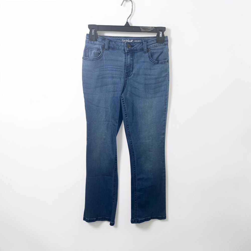 Cat & Jack Girls Blue Super Stretch Bootcut Jeans Size 12 Medium Wash